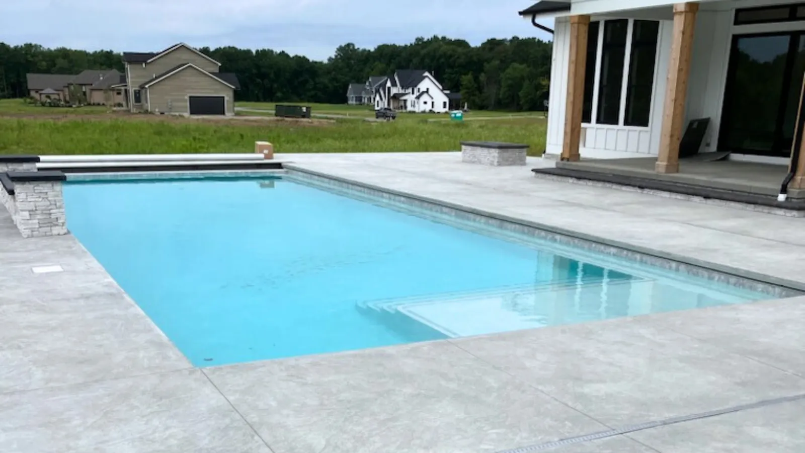 Fiberglass pool installation in Ashley, Ohio