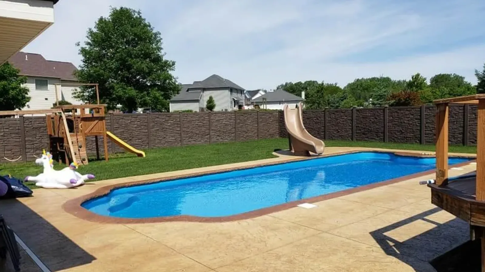 Fiberglass pool installation in Grove City, Ohio