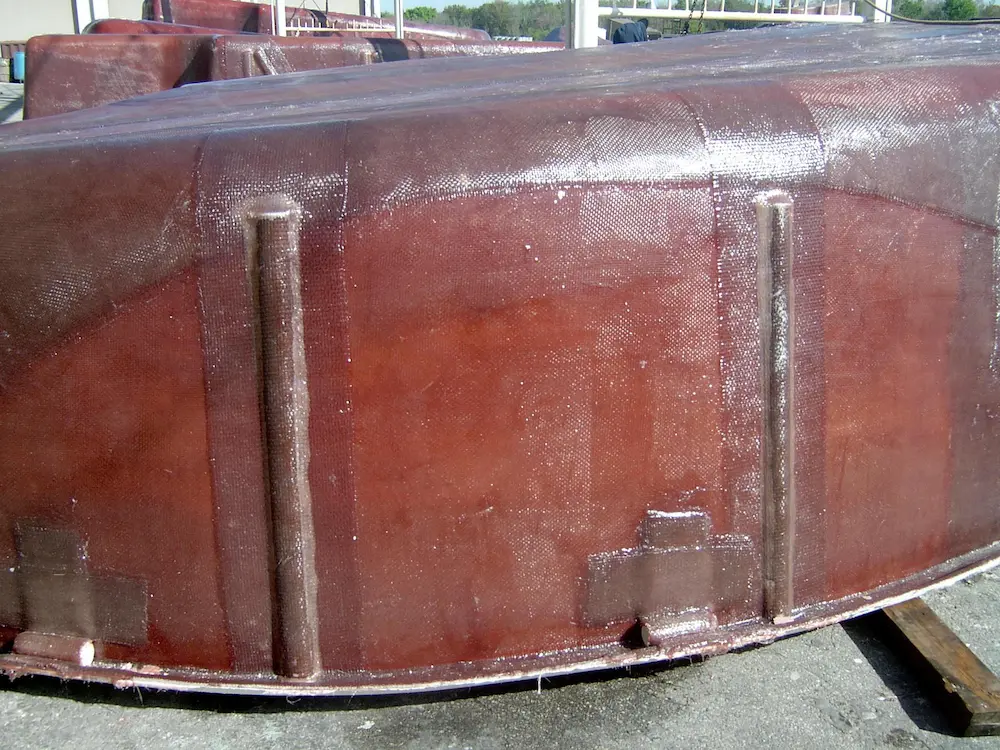 Fiberglass pool exterior closeup